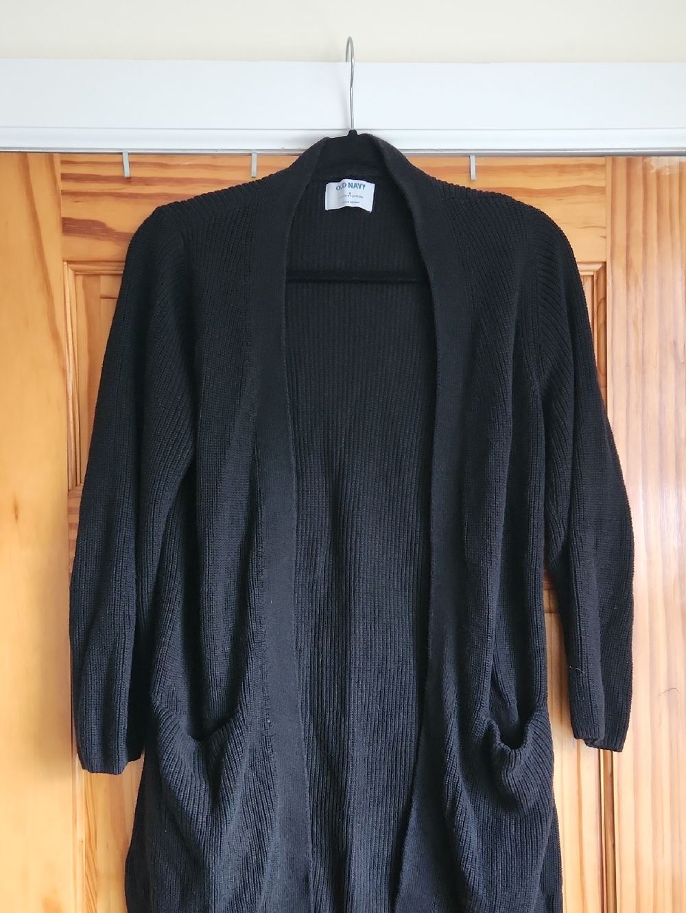 Old Navy Black Open-Front Ribbed Cardigan with Pockets
